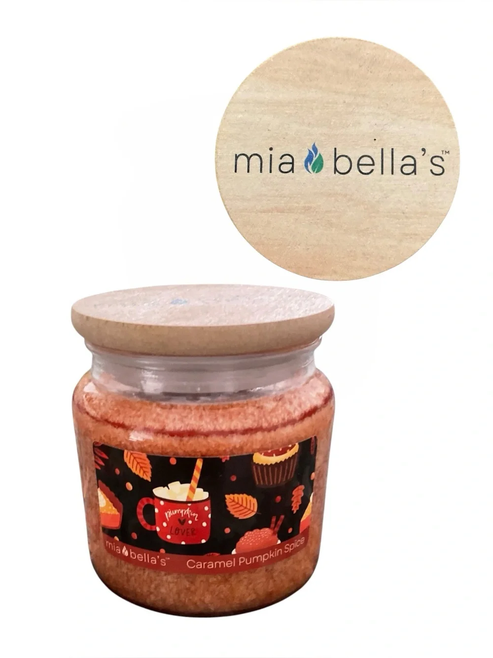 MIA BELLA’S Caramel Pumpkin Spice Scented Palm Wax Candle NWOT
